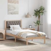 vidaXL Sängram med huvudgavel Taupe 90 x 190 cm Massiv furu