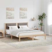 vidaXL Sängram med Klädd Huvudgavel Taupe 160 x 200 cm Massiv furu