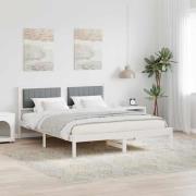 vidaXL Sängram med Klädd Huvudgavel Ljusgrå 150 x 200 cm Massiv furu