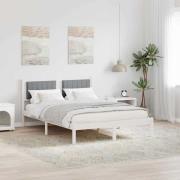 vidaXL Sängram med Klädd Huvudgavel Ljusgrå 140 x 200 cm Massiv furu