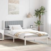 vidaXL Sängram med Klädd Huvudgavel Ljusgrå 100 x 200 cm Massiv furu