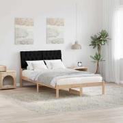 vidaXL Sängram med Klädd Huvudgavel Brun 120 x 190 cm Massiv furu