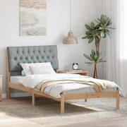 vidaXL Sängram med Klädd Huvudgavel Brun 100 x 200 cm Massiv furu