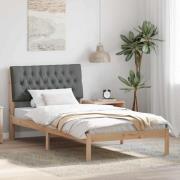 vidaXL Sängram med Klädd Huvudgavel Brun 100 x 200 cm Massiv furu