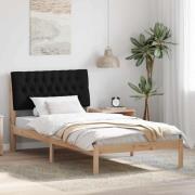 vidaXL Sängram med Klädd Huvudgavel Brun 100 x 200 cm Massiv furu