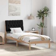 vidaXL Sängram med Klädd Huvudgavel Brun 80 x 200 cm Massiv furu