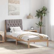 vidaXL Sängram med Klädd Huvudgavel Brun 75 x 190 cm Massiv furu