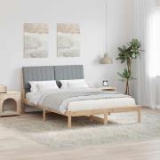 vidaXL Sängram med huvudgavel Brun 135 x 190 cm Massiv furu