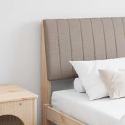 vidaXL Klädd sänggavel Taupe 180 cm Massiv furu