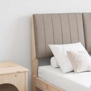 vidaXL Klädd sänggavel Taupe 120 cm Massiv furu