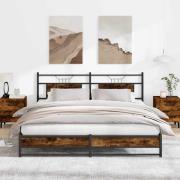 vidaXL Sängram utan madrass metall rökfärgad ek 183x213 cm