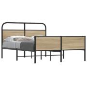 vidaXL Sängram utan madrass sonoma-ek 135x190 cm konstruerad trä