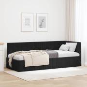 vidaXL Hörn Sängram med huvudgavel Svart 80 cm x 200 cm Sammet