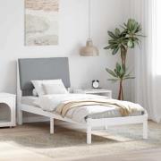 vidaXL Sängram med huvudgavel Vit och ljusgrå 80 x 200 cm Massiv furu