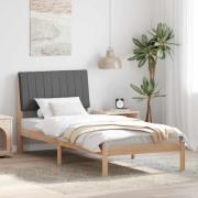 vidaXL Sängram med huvudgavel Brun 90 x 190 cm Massiv furu