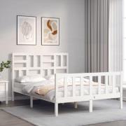 vidaXL Sängram utan madrass vit 140x190 cm massiv furu