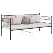 vidaXL Sängram bäddsoffa svart metall 90x200 cm