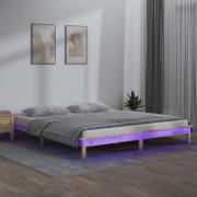 vidaXL Sängram LED 120x200 cm massivt trä