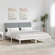 vidaXL Sängram med huvudgavel Ljusgrå 180 x 200 cm Massiv furu