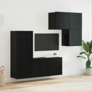 vidaXL TV-skåp Väggmonterad 4 pcs Svart Ek Konstruerat trä