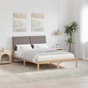 vidaXL Sängram med huvudgavel Taupe 140 x 200 cm Massiv furu