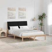 vidaXL Sängram med huvudgavel Svart 140 x 190 cm Massiv furu