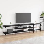 vidaXL TV-skåp Svart Ek 201 x 35 x 45 cm Konstruerat trä och järn