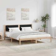 vidaXL Sängram med huvudgavel Svart 200 x 200 cm Massiv furu