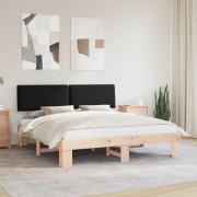 vidaXL Sängram med Klädd Huvudgavel Svart 180 x 200 cm Massiv furu