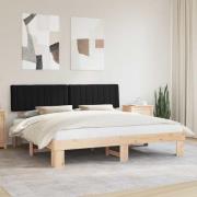 vidaXL Sängram med Klädd Huvudgavel Svart 200 x 200 cm Massiv furu