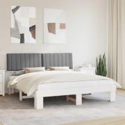 vidaXL Sängram med Klädd Huvudgavel Ljusgrå 180 x 200 cm Massiv furu