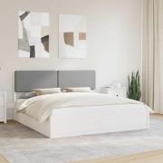 vidaXL Sängram med Klädd Huvudgavel Ljusgrå 200 x 200 cm Massiv furu