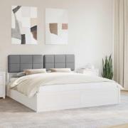 vidaXL Sängram med Klädd Huvudgavel Ljusgrå 180 x 200 cm Massiv furu