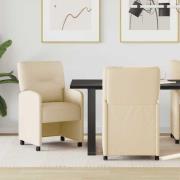 vidaXL Matstolar med hjul med hjul 2 pcs Kräm 57 x 67 x 95 cm tyg