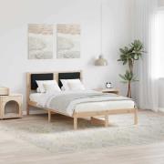 vidaXL Sängram med huvudgavel Svart 120 x 190 cm Massiv furu