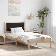 vidaXL Sängram med huvudgavel Svart 100 x 200 cm Massiv furu