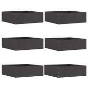 vidaXL Kant för gräsmatta 6 pcs Svart 40 x 40 x 13 cm Stål