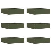 vidaXL Kant för gräsmatta 6 pcs Olivgrön 50 x 50 x 13 cm Stål