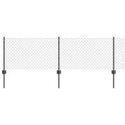 vidaXL Staket med stolpar Grå 0.6 x 25 m Stål