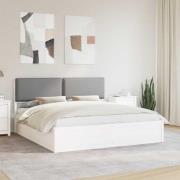 vidaXL Sängram med Klädd Huvudgavel Ljusgrå 200 x 200 cm Massiv furu