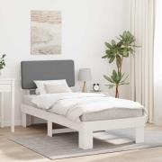 vidaXL Sängram med Klädd Huvudgavel Ljusgrå 90 x 200 cm Massiv furu