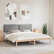 vidaXL Sängram med Klädd Huvudgavel Ljusgrå 180 x 200 cm Massivt furu