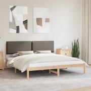 vidaXL Sängram med Klädd Huvudgavel Taupe 180 x 200 cm Massiv furu