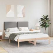 vidaXL Sängram med Klädd Huvudgavel Ljusgrå 140 x 200 cm Massivt furu