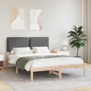 vidaXL Sängram med Klädd Huvudgavel Mörkgrå 120 x 200 cm Massivt furu