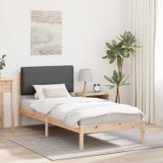 vidaXL Sängram med Klädd Huvudgavel Mörkgrå 100 x 200 cm Massivt furu