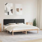 vidaXL Sängram med Klädd Huvudgavel Svart 180 x 200 cm Massiv furu
