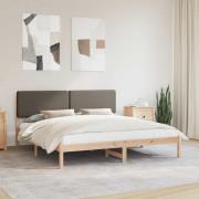 vidaXL Sängram med Klädd Huvudgavel Taupe 180 x 200 cm Massiv furu