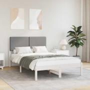 vidaXL Sängram med Klädd Huvudgavel Ljusgrå 120 x 200 cm Massiv furu