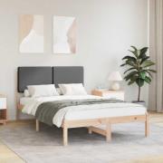 vidaXL Sängram med Klädd Huvudgavel Mörkgrå 120 x 190 cm Massiv furu
